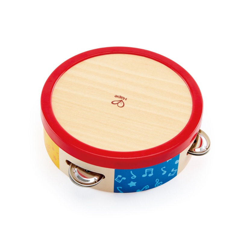 Hape Tap-along Tambourine | Wooden Tambourine Drum For Kids, Musical Instrument for Children 12 Months And Up