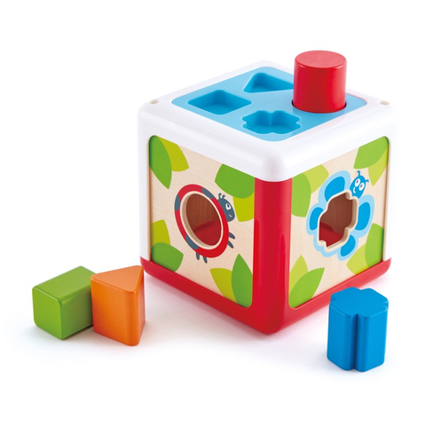 Hape Shape Sorting Box | Cute Animal Wooden Shape Sorter Box, Educational Shape Color Recognition Toy for Kids