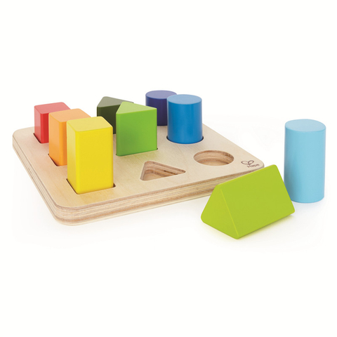 Color And Shape Sorter by Hape | Classic Colorful Wooden Block Sorter Puzzle, Educational Toy for Toddlers Geometric And Color Recognition Development, Basic Shapes And Colors