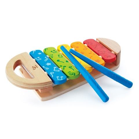 Hape Rainbow Xylophone| Wooden Rainbow-Colored Xylophone with Non-Slip Sticks And Musical Note Motif, Musical Toy for Kids 12months And Up