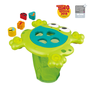 Hape Feed-Me Bath Frog | Award Winning Baby & Toddler Bath Toy | With Insect Themed Shapes & Attachable Net