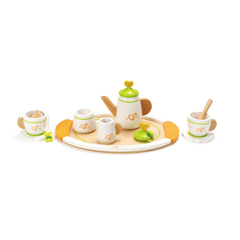 Hape Tea for Two Wooden Tea Party Playset | Wooden Pretend Play Tea Set For Kids, Kitchen Accessories Kit Includes 2-Cups, Saucers, Spoons And Serving Tray