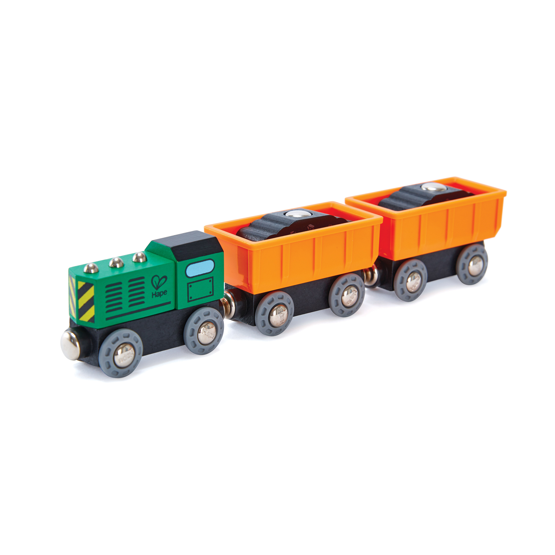 Hape Diesel Freight Train | Classic Children’s Locomotive With Loaded Freight Wagons, Interactive Toy For Kids