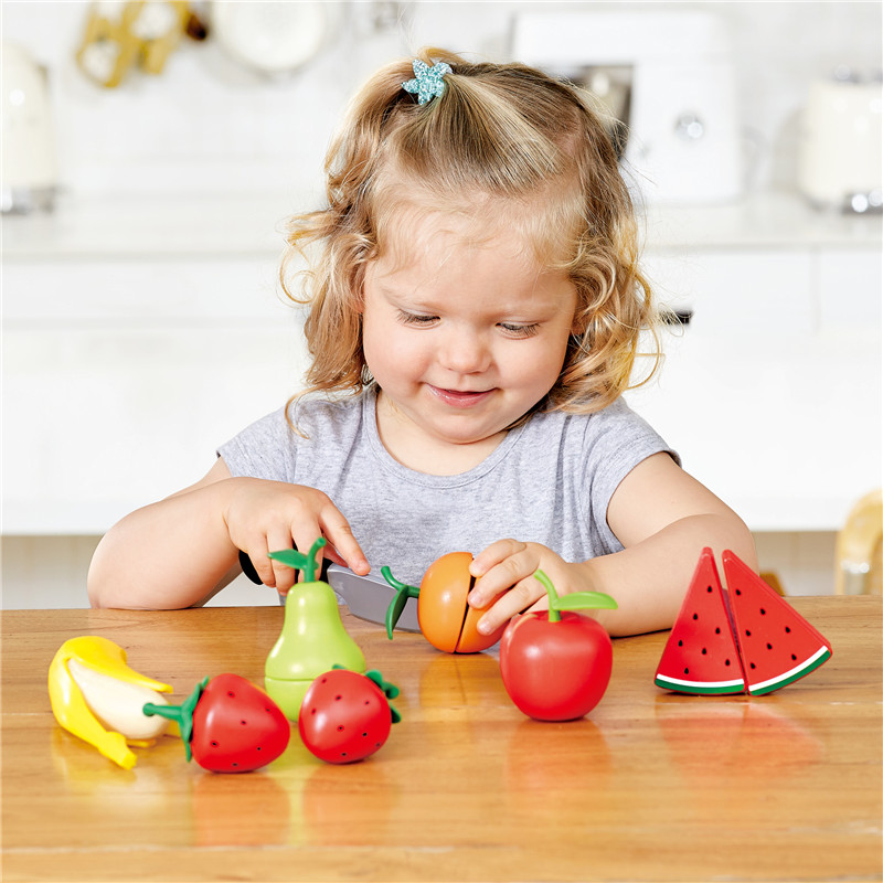 Hape Healthy Fruit Playset | Play Food Fruit Set with Toy Knife for Pretend Play | 3+ Years 