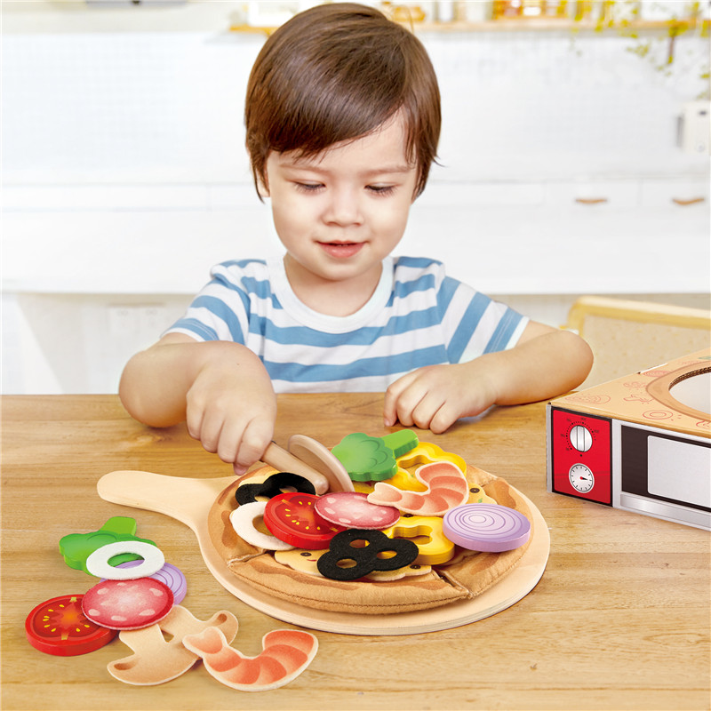 hape chef's choice wooden play food basics set