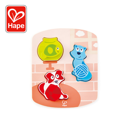 Hape Dynamic Pet Puzzle | 7 Piece Wooden Shape Sorting Jigsaw Puzzle Game for Toddlers