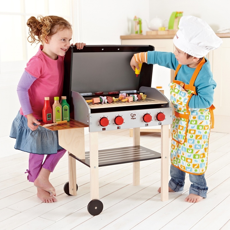 Hape Gourmet Grill With Food | 22 Piece BBQ Pretend Play Grilling Kitchen Playset For Kids